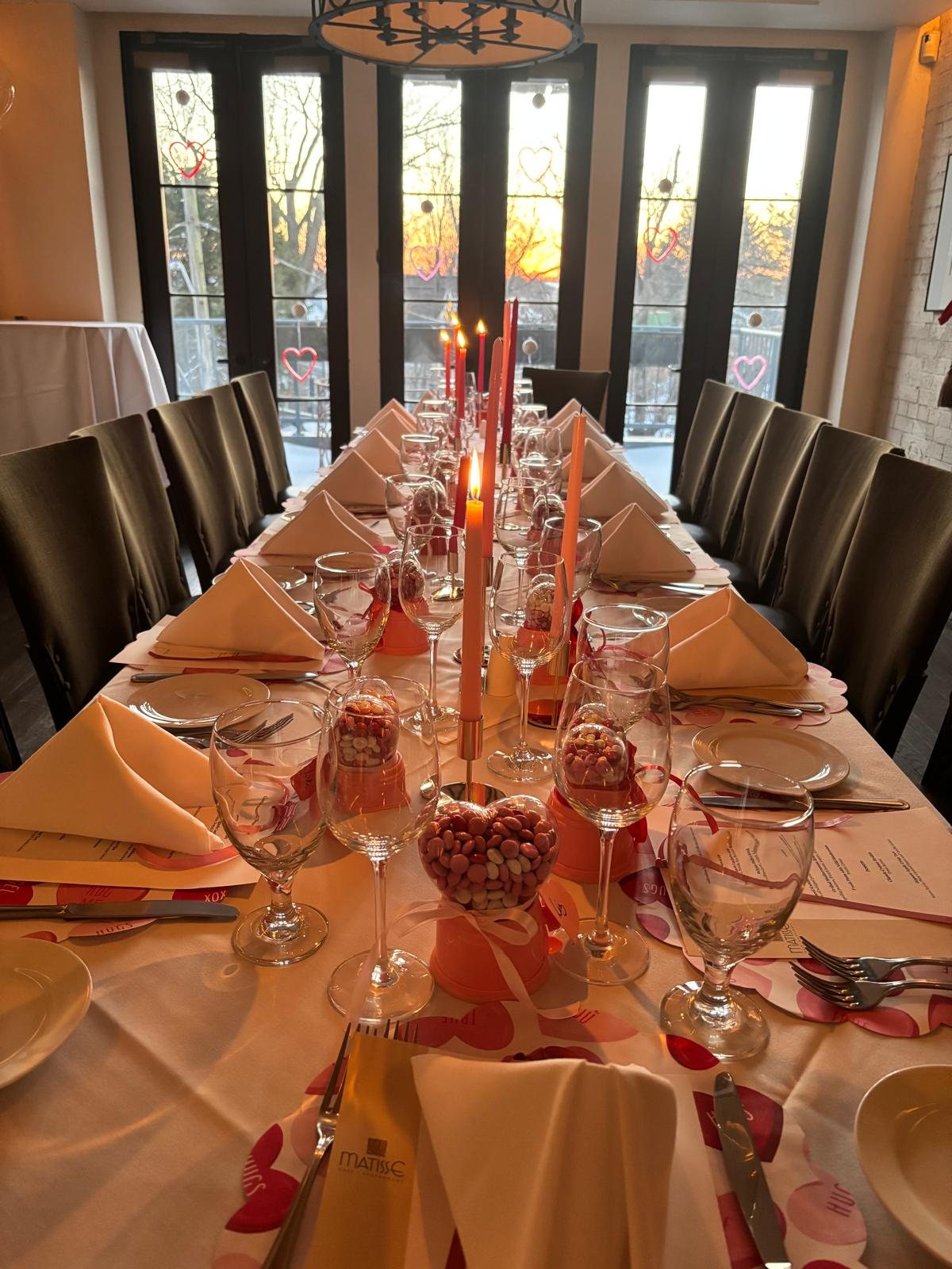 A table set for Valentine's Day